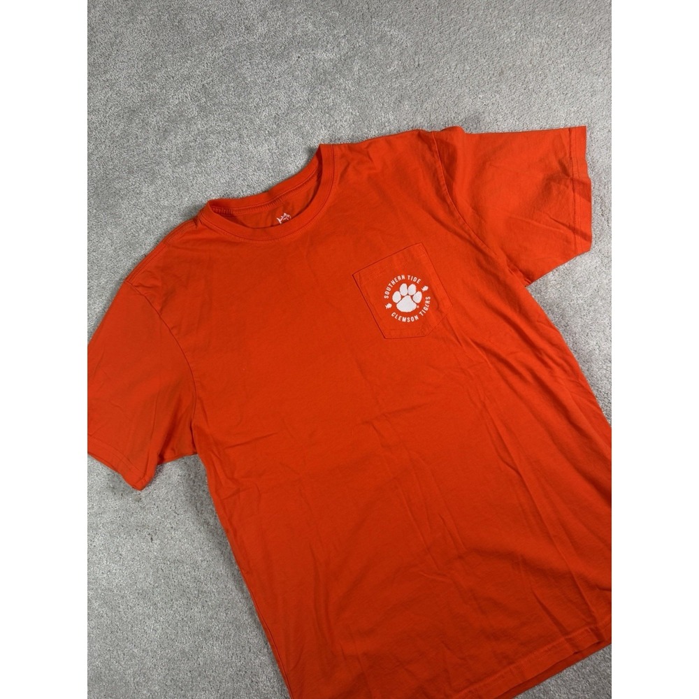 Medium Clemson Tigers X Southern Tide Pocket T Shirt Orange college football Euc